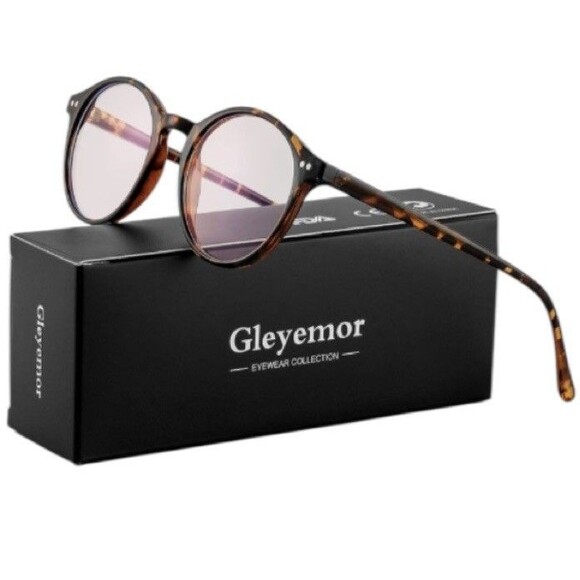 Gleyemor Blue Light Glasses New 2 Pair Unisex Vintage Round Frame Computer - Picture 5 of 5
